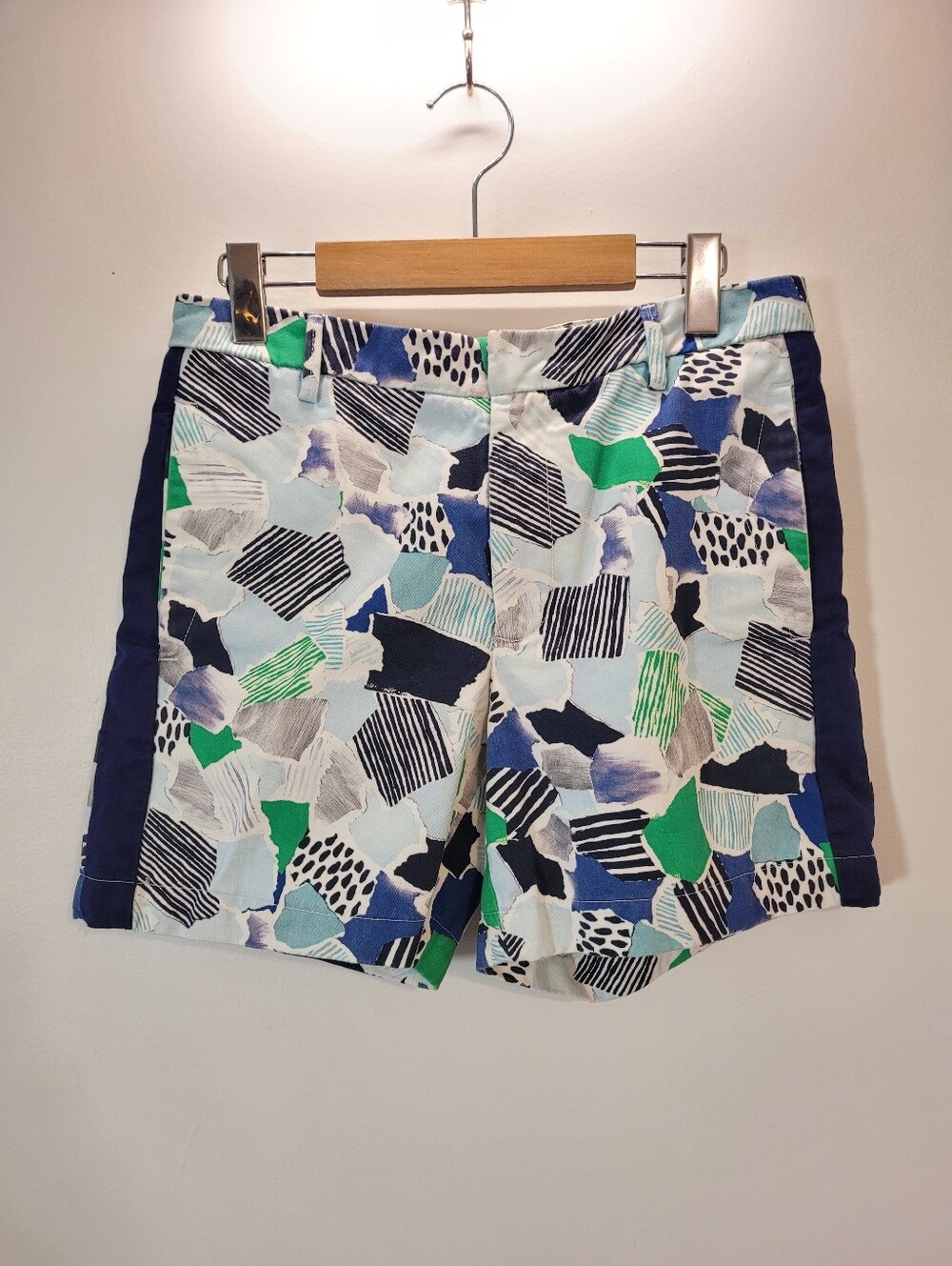 MAISON KITSUNE Multicolor Abstract Print Women's Shorts - Blue, Green- Size 40